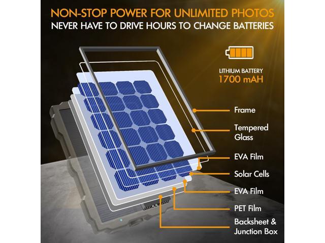 Trail Camera Solar Panel Kit Waterproof 12V Solar Charger with 2400 mAh Rechargeable Lithium Battery Outdoor Power System for All Hunting Cameras
