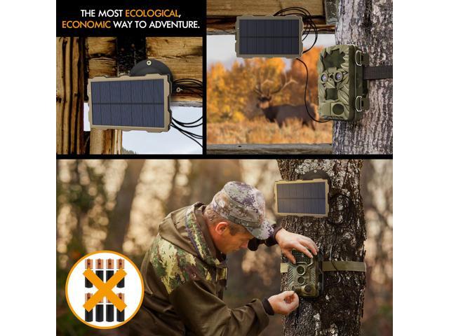 Trail Camera Solar Panel Kit Waterproof 12V Solar Charger with 2400 mAh Rechargeable Lithium Battery Outdoor Power System for All Hunting Cameras