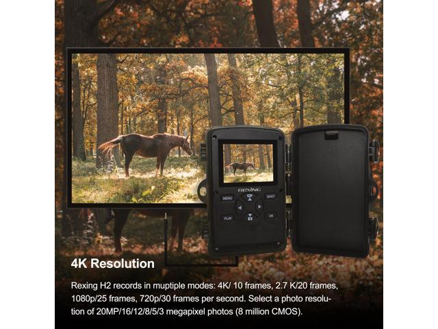 Rexing Woodlens H2 - 4K Wi-Fi Trail Camera, 20MP CMOS Motion Sensor with Ultra Night Vision Distance, 512GB, AV Output 12 Month Standby...