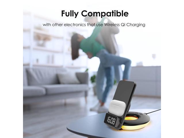 Rexing 3-in-1 Wireless Charging Station, Touch Control, Table Lamps for Home and Office, Desk Lamp with Cable, 15W Qi-certified Charging, Alarm...