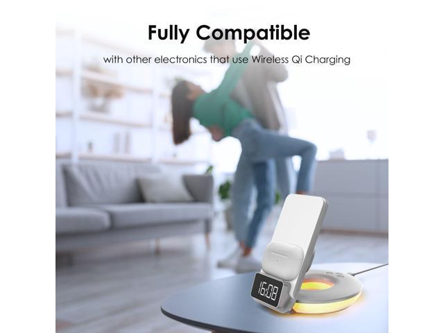 Rexing 3-in-1 Wireless Charging Station, Touch Control, Table Lamps for Home and Office, Desk Lamp with Cable, 15W Qi-certified Charging, Alarm...