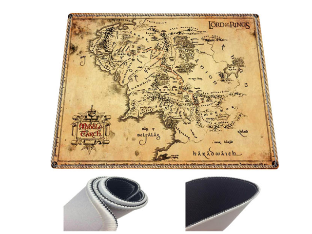 lord of the rings map Extended Gaming Mouse Pad Mat Stitched Edges Waterproof Wide & Long Rubber Mousepad Keyboad Mat
