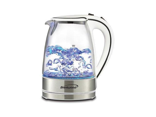 Brentwood Appliances KT-1900W 1.7-Liter Cordless Tempered-Glass Electric Kettle (White) photo