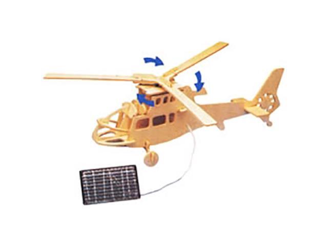 Solar Powered Wooden Helicopter Model with Motor Educational Kit