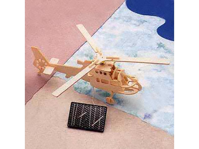 Solar Powered Wooden Helicopter Model with Motor Educational Kit