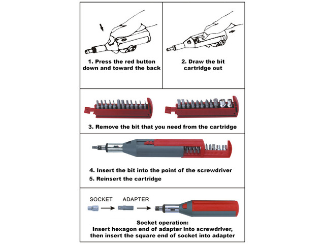 23-in-1 Multi-Function Ratcheting Screwdriver with Slotted, Phillips, Star, Hex, Pozidriv and Socket Bits