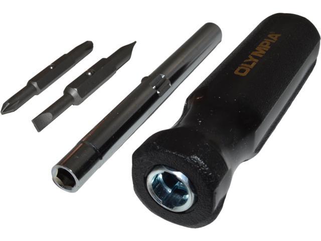 Olympia Tools 6-in-1 Nut and Screwdriver, 1/4' and 3/16' Slotted, #1 and #2 Phillips, 1/4' and 5/16' Hex