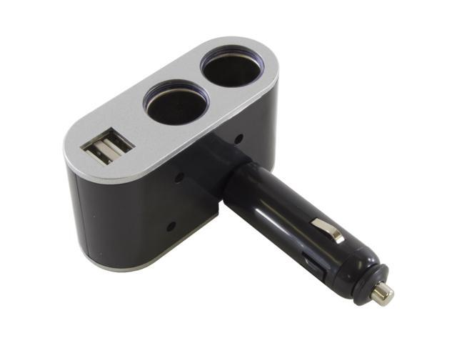Cigarette Lighter Socket Splitter - Twin Socket Car Charger with 2 USB Ports