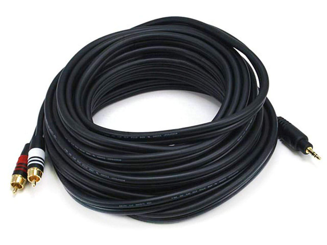 Monoprice 105601 25-Feet Premium Stereo Male to 2RCA Male 22AWG Cable - Black