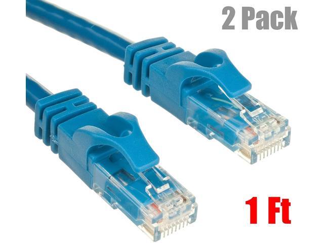 iMBAPrice - 2 PACK 1Ft (1ft) Cat6 Ethernet Network Patch Cable RJ45 Blue