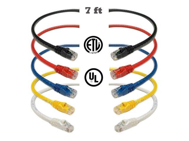 iMBAPrice Mixed Colors - RJ45 Cat6 Snagless Ethernet Patch Cable MULTI COLOR 7 feet (5 Pack)