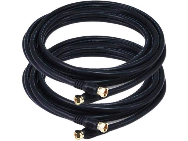 iMBPrice - (2-Pack) RG6 Coaxial Patch Cable (12 Feet) with F-Type Screw-on Connectors in Black
