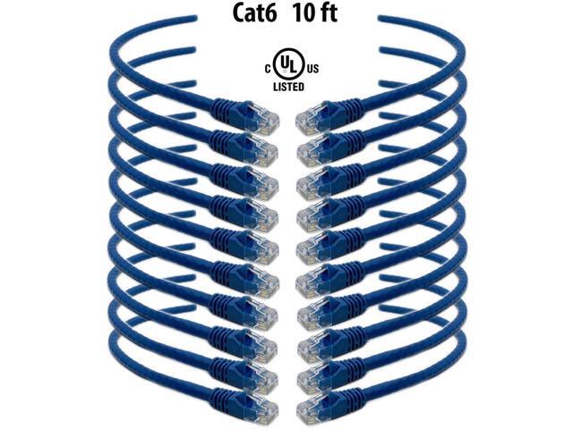 iMBAPrice (10 Pack) Blue 10 Feet (10ft) Molded UTP Cat6 Ethernet Network Patch Cable RJ45 M/M