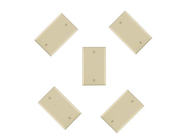 iMBAPrice Blank Wall Plate Outlet Cover for Thermoset/Box Mount/Wall Outlet/Light Switch and More - Ivory (Pack of 5)