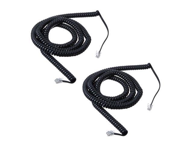 iMBAPrice (Pack of 2) 3 to 25 Feet Black Coiled Telephone Phone Handset Cable Cord (Value Pack)