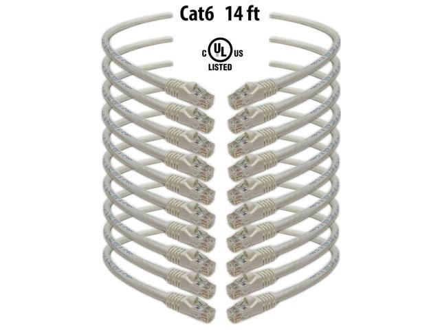 iMBAPrice - Cat6 Snagless RJ45 Ethernet Patch Cable in White (14 Feet) - 10 Pack