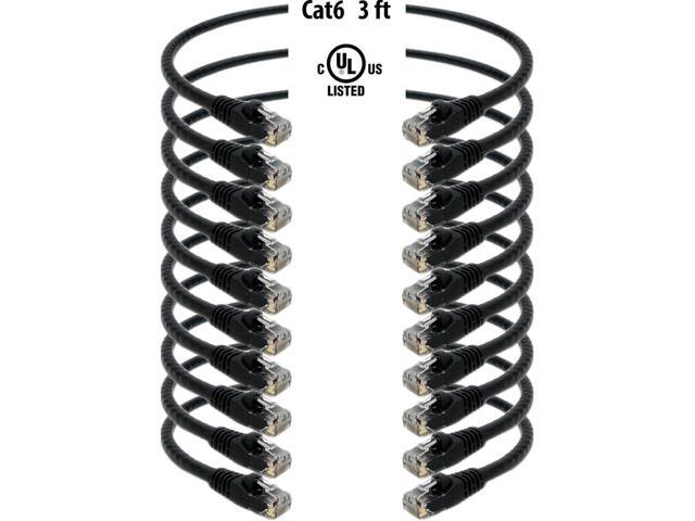 iMBAPrice (10 Pack) Black 3 Feet (3ft) Molded UTP Cat6 Ethernet Network Patch Cable RJ45 M/M