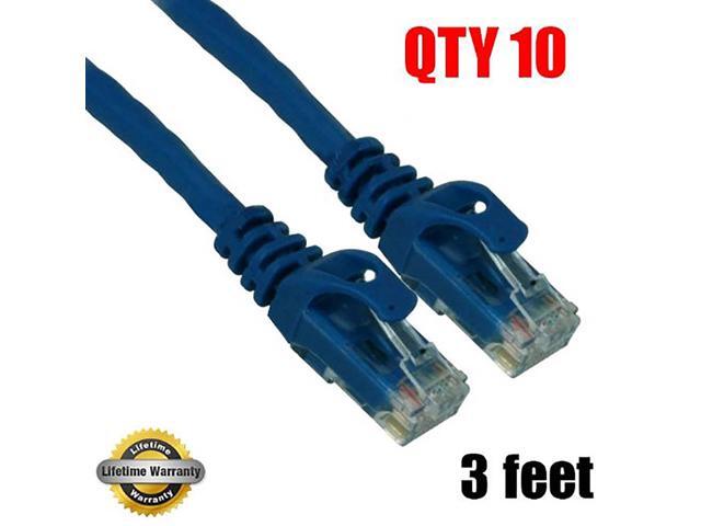 iMBAPrice - (10 Pack) Cat6 Snagless Ethernet Cable (3 Ft, Blue)