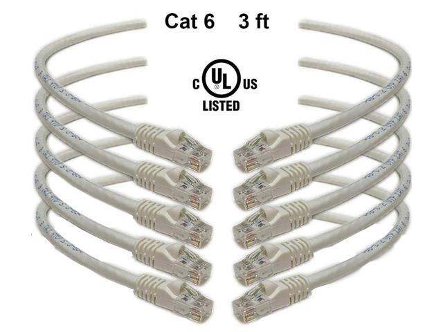 iMBAPrice 3 Feet Cat6 Cable - Premium Grade RJ45 Ethernet Snagless Patch Cord (Pack of 5) White