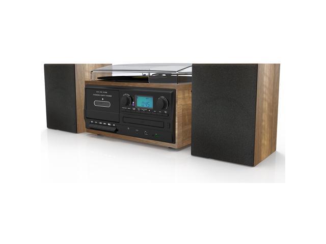 Boytone BT-58W Bluetooth Record Player Turntable with CD Player, Convert LP Vinyl, CD to MP3 Player, Cassette, AM/FM Radio, Aux, USB/SD Encoding,...
