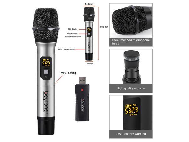 Boytone BT-26UM UHF Wireless Microphone Handheld Dynamic Microphone with 30 different Frequency Wireless Mic System for Karaoke Nights and House...