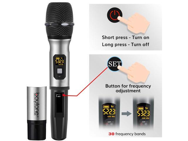 Boytone BT-26UM UHF Wireless Microphone Handheld Dynamic Microphone with 30 different Frequency Wireless Mic System for Karaoke Nights and House...