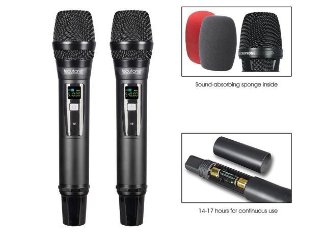 Boytone BT-54UM Dual Dynamic UHF Wireless Microphone System, Metal Cordless Mic and base Set, Long Distance 196Ft,16 Hours Continuous Use for...