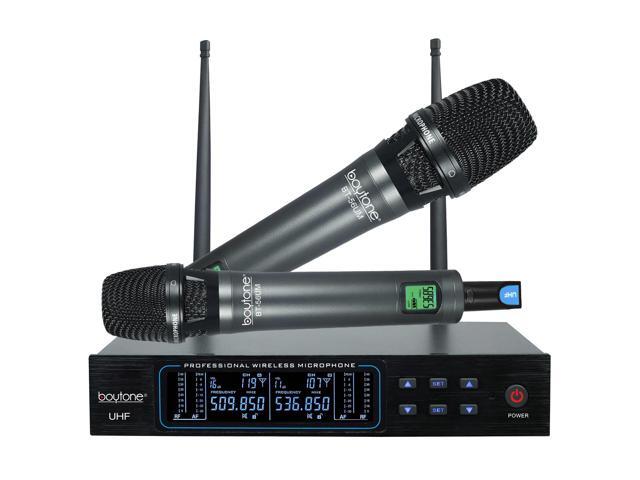 Boytone BT-56UM 120-Channel Dynamic Dual UHF Wireless Microphone System, Metal Cordless Mic and Base Set, Long Distance 200-240Ft,16 Hours...