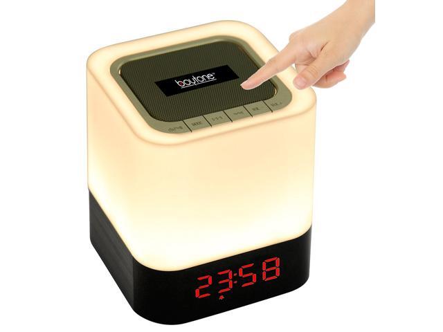 Boytone BT-83CR Portable FM Radio Alarm Clock Wireless Bluetooth 4.1 Speaker, 3-Way Night Light Touch Lamp, Built-in 8 Hours Play Rechargeable...