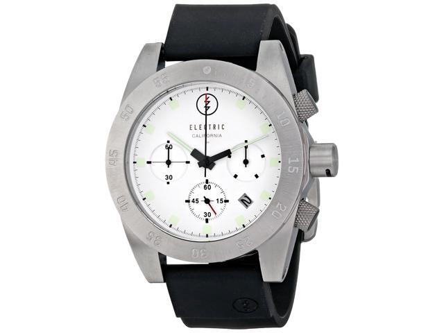 Electric DW01 Men's Chronograph Sport Watch White Dial Black Rubber Strap Date