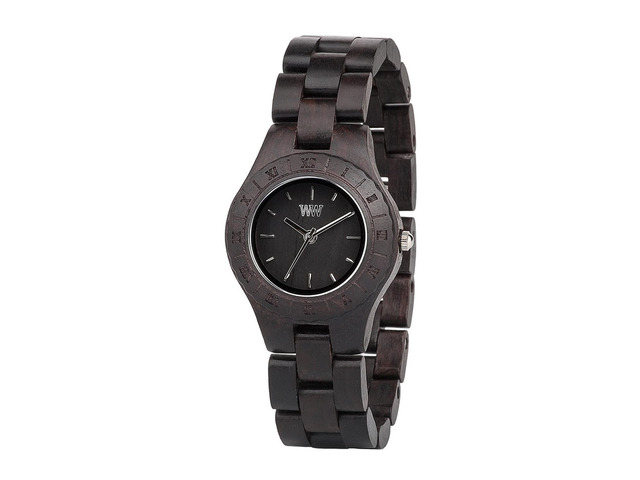 WeWOOD Moon Black Blackwood Wooden Women's Roman Numeral Round Wood Watch