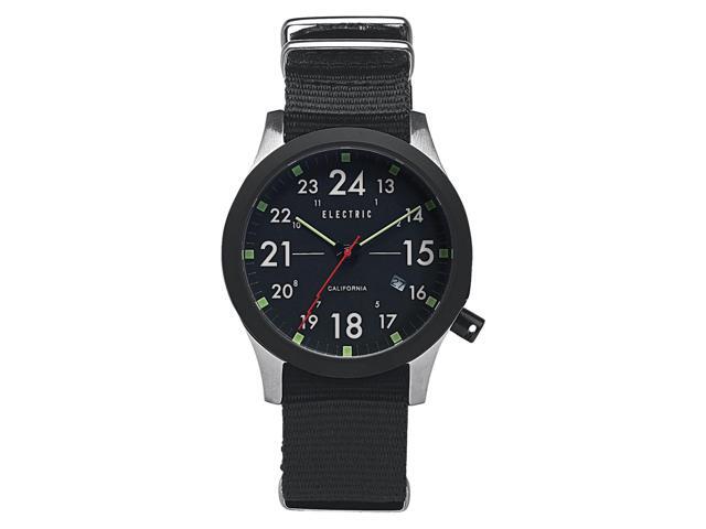 Electric FW01 Men's Black Japanese Quartz Round Watch Nylon Strap EW001002-0001