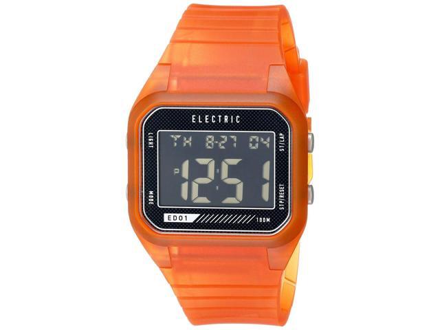Electric ED01 Black Digital Dial Orange Translucent PU Strap Watch EW0110030064