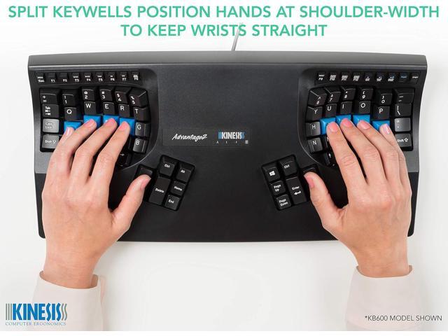 Kinesis Advantage2 Ergonomic Keyboard (KB600), Black top case, Cherry MX Brown Switches, QWERTY keycaps