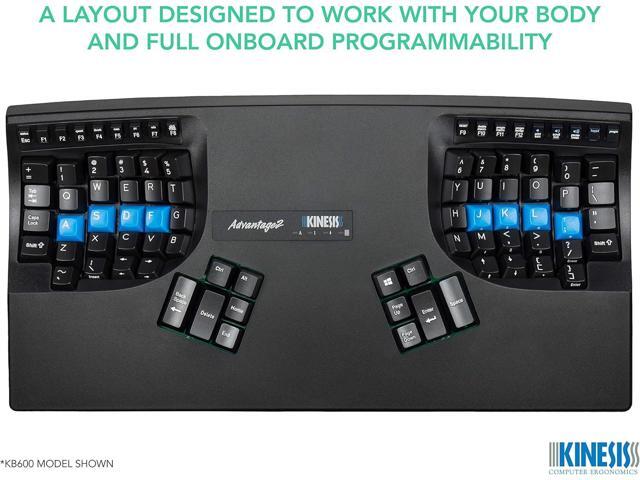 Kinesis Advantage2 Ergonomic Keyboard (KB600), Black top case, Cherry MX Brown Switches, QWERTY keycaps