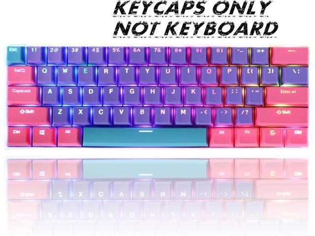 GTSP PBT Backlit Keycaps 60 Percent with 6.25U Space Bar OEM Profile for Cherry MX Switch Mechanical Gaming Keyboard (Purple+Pink+Blue)