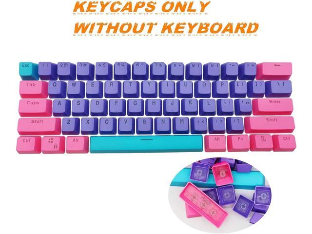 GTSP PBT Backlit Keycaps 60 Percent with 6.25U Space Bar OEM Profile for Cherry MX Switch Mechanical Gaming Keyboard (Purple+Pink+Blue)