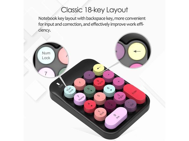 FELICON Wireless Numeric Keypad 18 Keys with 2.4G Mini Portable Silent Number Pad USB Receiver Financial Accounting Keyboard Extensions for Laptop...
