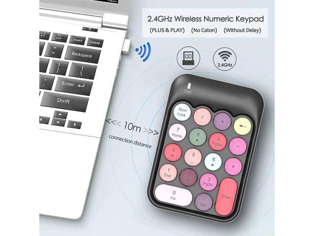 FELICON Wireless Numeric Keypad 18 Keys with 2.4G Mini Portable Silent Number Pad USB Receiver Financial Accounting Keyboard Extensions for Laptop...