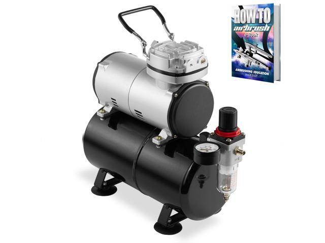 PointZero 1/5 HP Airbrush Compressor with Air Tank, Regulator, Gauge and Water Trap - Quiet Portable Pump