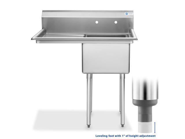 GRIDMANN Stainless Steel 1 Compartment Utility Sink with Left Drainboard, NSF Certified Commercial Kitchen Sink, 18' x 18' x 12' Bowl