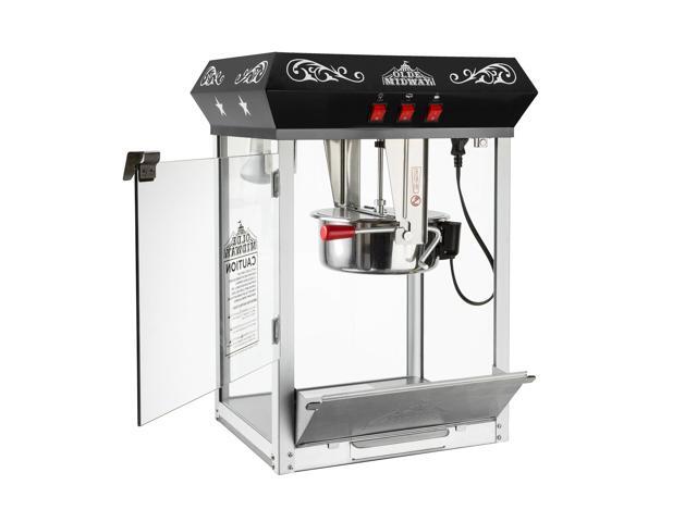 Olde Midway Bar Style Popcorn Machine Maker Popper with 10-Ounce Kettle - Black