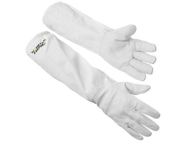 Honey Keeper Beekeeping Gloves, Extra Large - Goatskin Leather with Ventilated Canvas Sleeve and Elastic Cuff