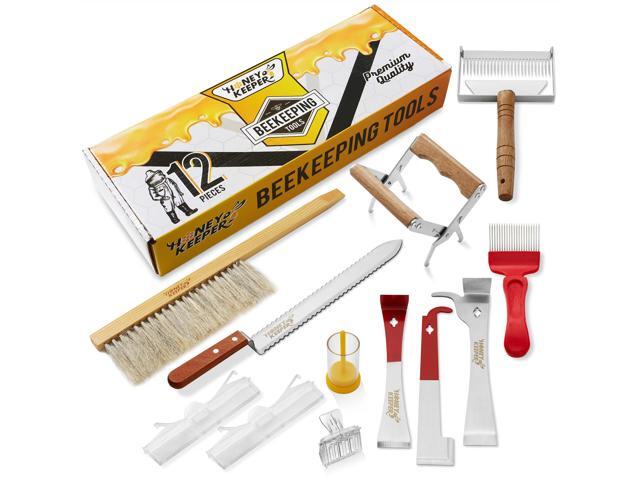 Honey Keeper 12-Piece Beekeeping Tool Kit - Essential Starter Supplies for Beginner Beekeepers