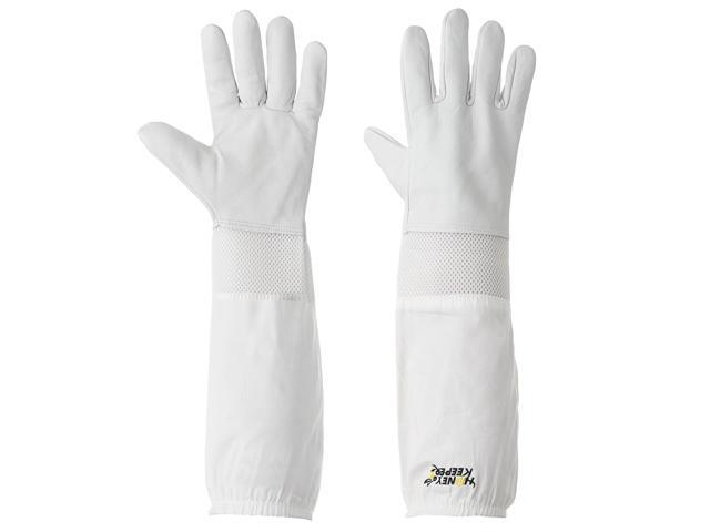 Honey Keeper Beekeeping Gloves, Small - Goatskin Leather with Ventilated Canvas Sleeve and Elastic Cuff