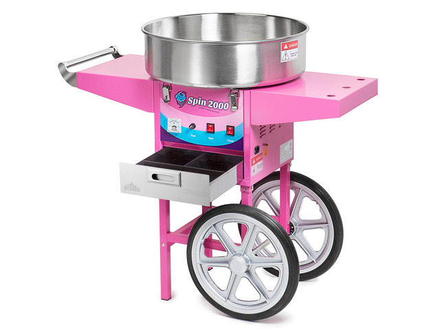Olde Midway Cotton Candy Machine Cart, SPIN-2000 Electric Candy Floss Maker, Commercial-Grade