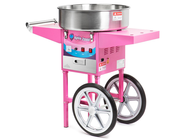 Olde Midway Cotton Candy Machine Cart, SPIN-2000 Electric Candy Floss Maker, Commercial-Grade
