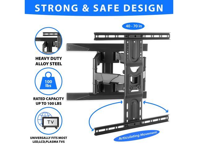 Mount Factory Heavy-Duty Full Motion TV Wall Mount - Articulating Swivel Bracket Fits Flat Screen Televisions from 42' to 70' (VESA 400 x 600...