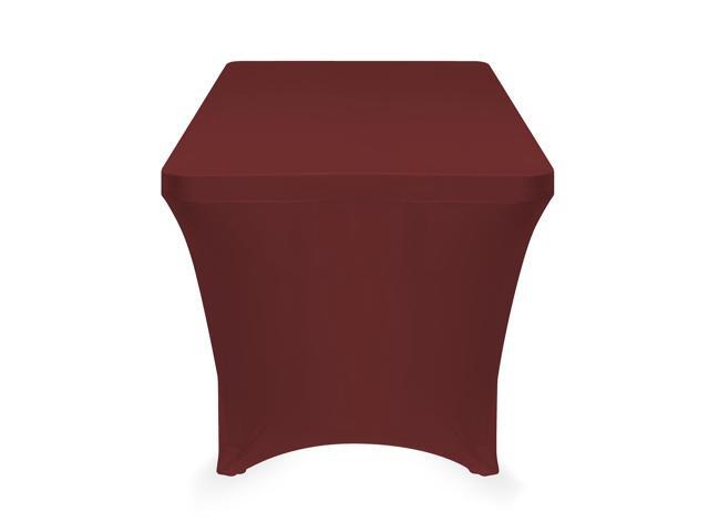 Lann's Linens - 8' Fitted Stretch Tablecloth for 96' x 30' Rectangular Table - Wedding / Banquet / Trade Show - Spandex Cloth Fabric Cover - Burgundy
