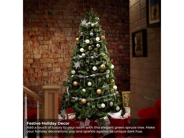 Casafield 7.5FT Realistic Green Spruce Unlit Artificial Holiday Christmas Tree with Sturdy Metal Stand